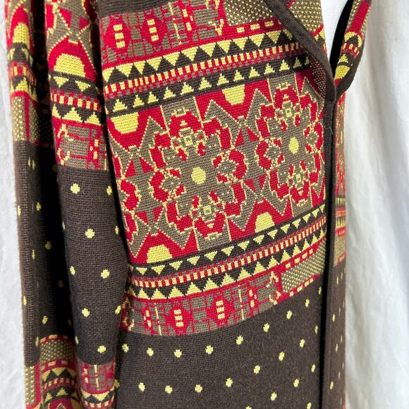 Icelandic 100% Merino Wool Cardigan Duster Nordic Fair Isle Ski Cabin Luxury XL - Picture 4 of 12